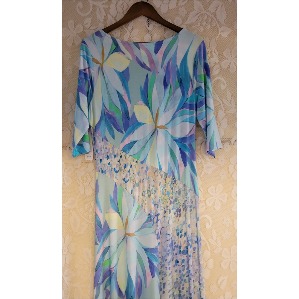 Soft Surroundings Floral Asymmetrical Dress in Blue and Purple